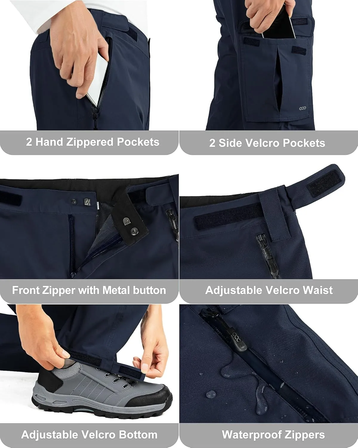33,000ft Men's Rain Pants Waterproof Lightweight Breathable Golf Over Pants for Hiking Travel Cycling Outdoor