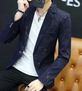ARWEN & AJH GROUP  2024 Men 's casual collar blazers  youth handsome trend Slim print blazers   5XL   6XL