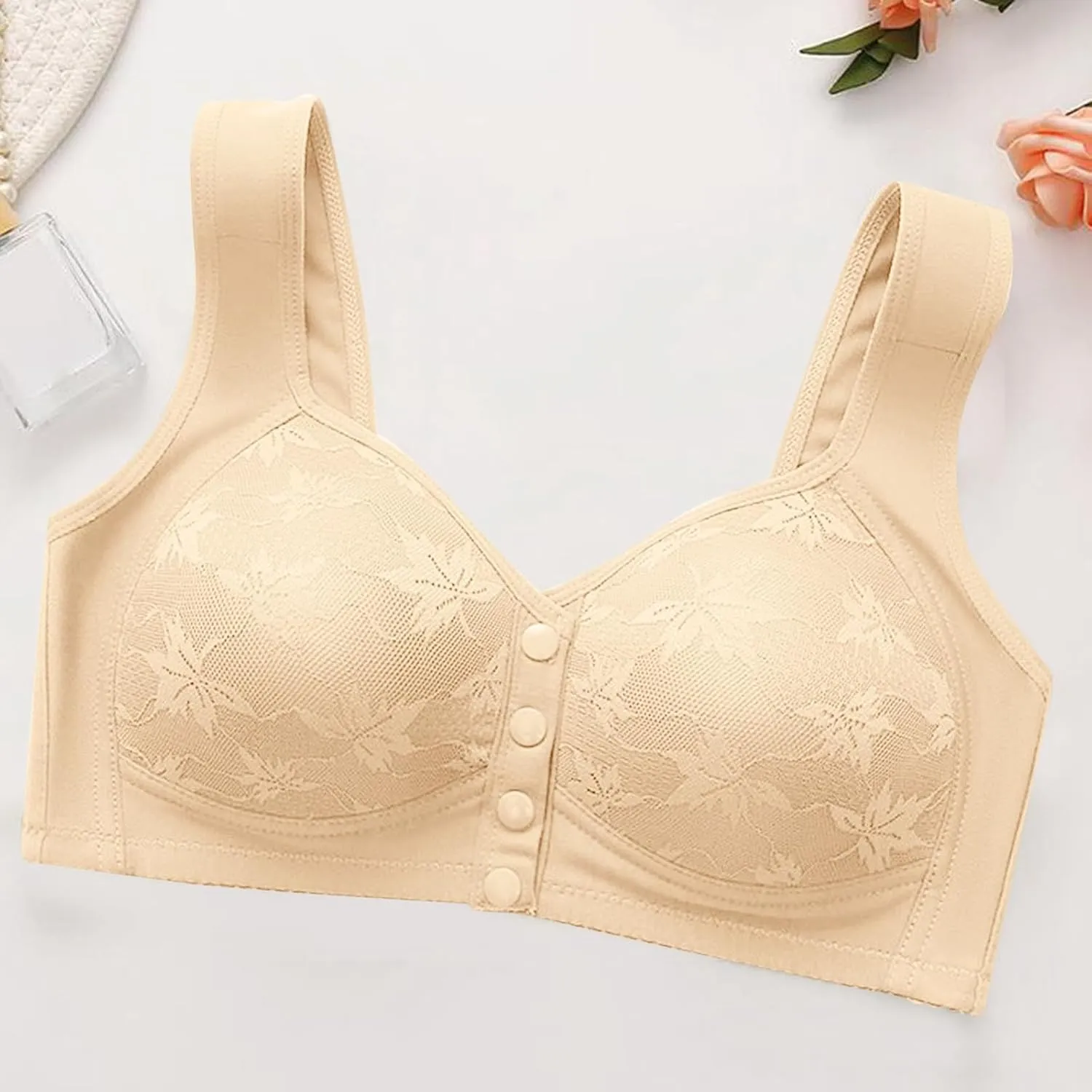 Daisy Bras for Older Women, Front Snap Closure Bras,with Move Padded Comfort Bra for Senior Women