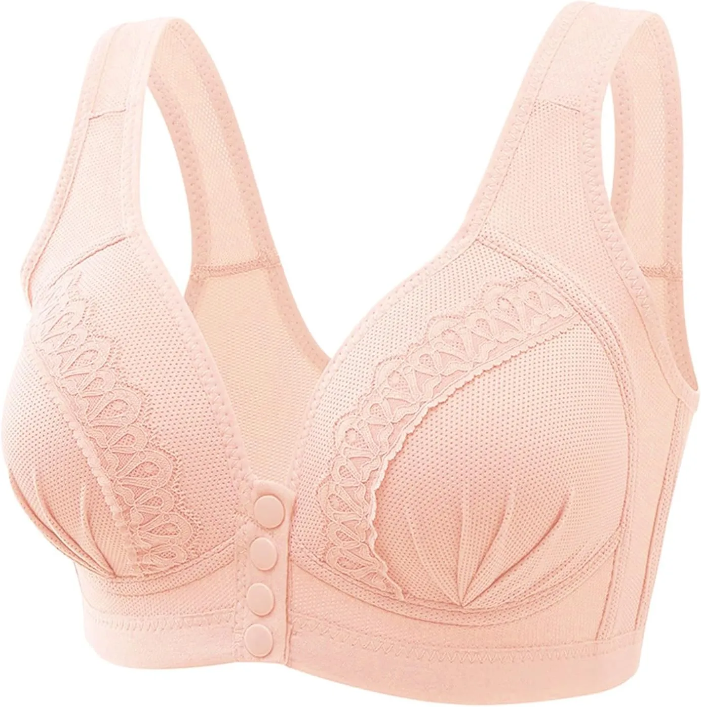 Front Button Bra Front Closure Everyday Sports Bras Convenient Snap Sleep Bra Comfort Wireless Cotton Bras for Women