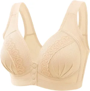 Front Button Bra Front Closure Everyday Sports Bras Convenient Snap Sleep Bra Comfort Wireless Cotton Bras for Women