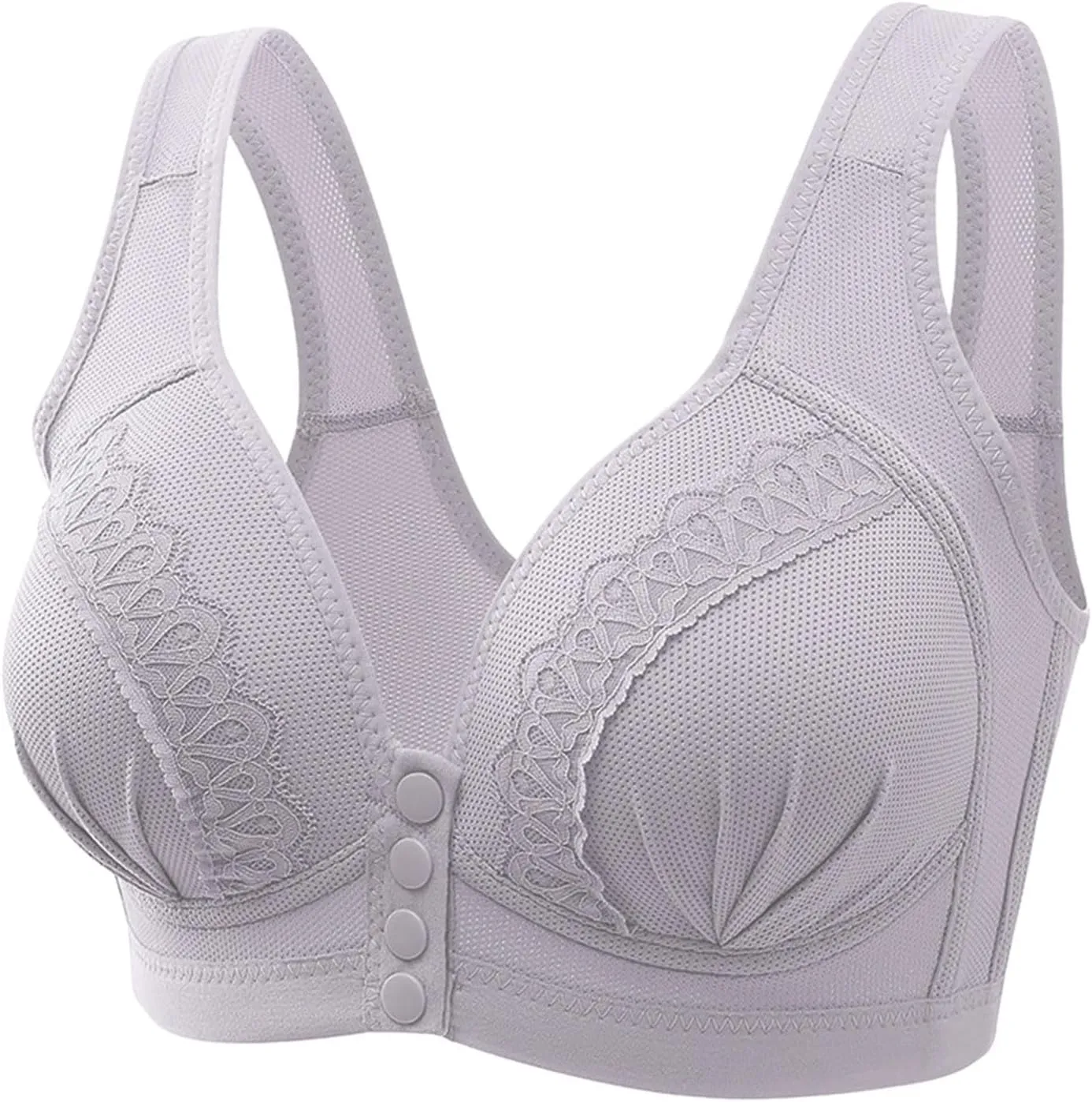 Front Button Bra Front Closure Everyday Sports Bras Convenient Snap Sleep Bra Comfort Wireless Cotton Bras for Women