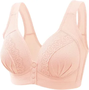 Front Button Bra Front Closure Everyday Sports Bras Convenient Snap Sleep Bra Comfort Wireless Cotton Bras for Women
