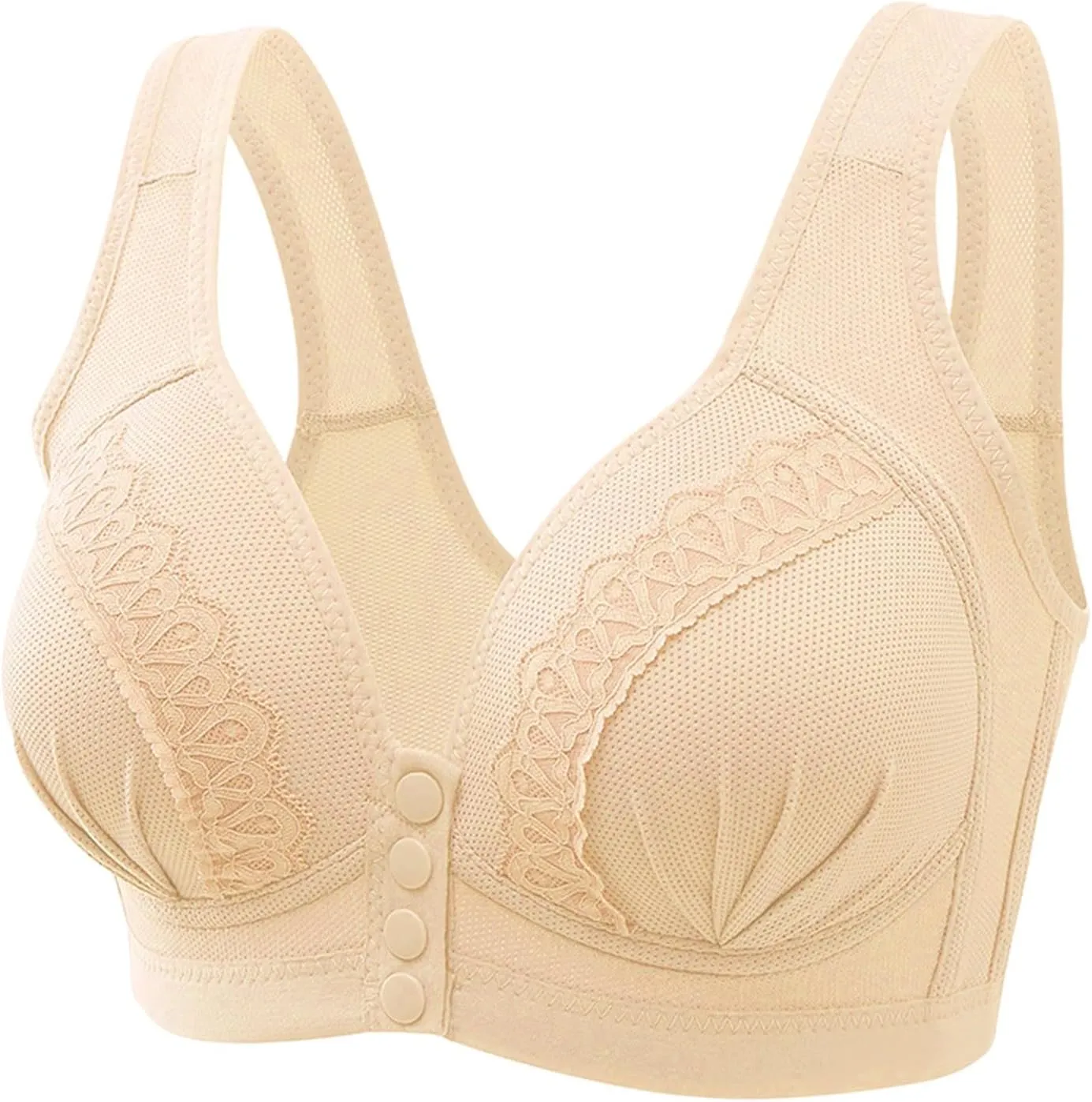Front Button Bra Front Closure Everyday Sports Bras Convenient Snap Sleep Bra Comfort Wireless Cotton Bras for Women