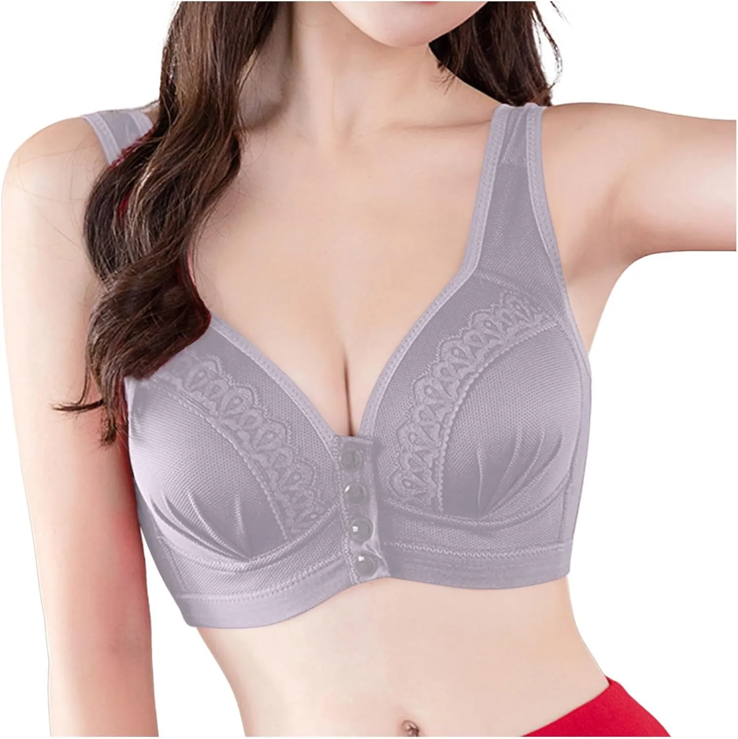 Front Button Bra Front Closure Everyday Sports Bras Convenient Snap Sleep Bra Comfort Wireless Cotton Bras for Women