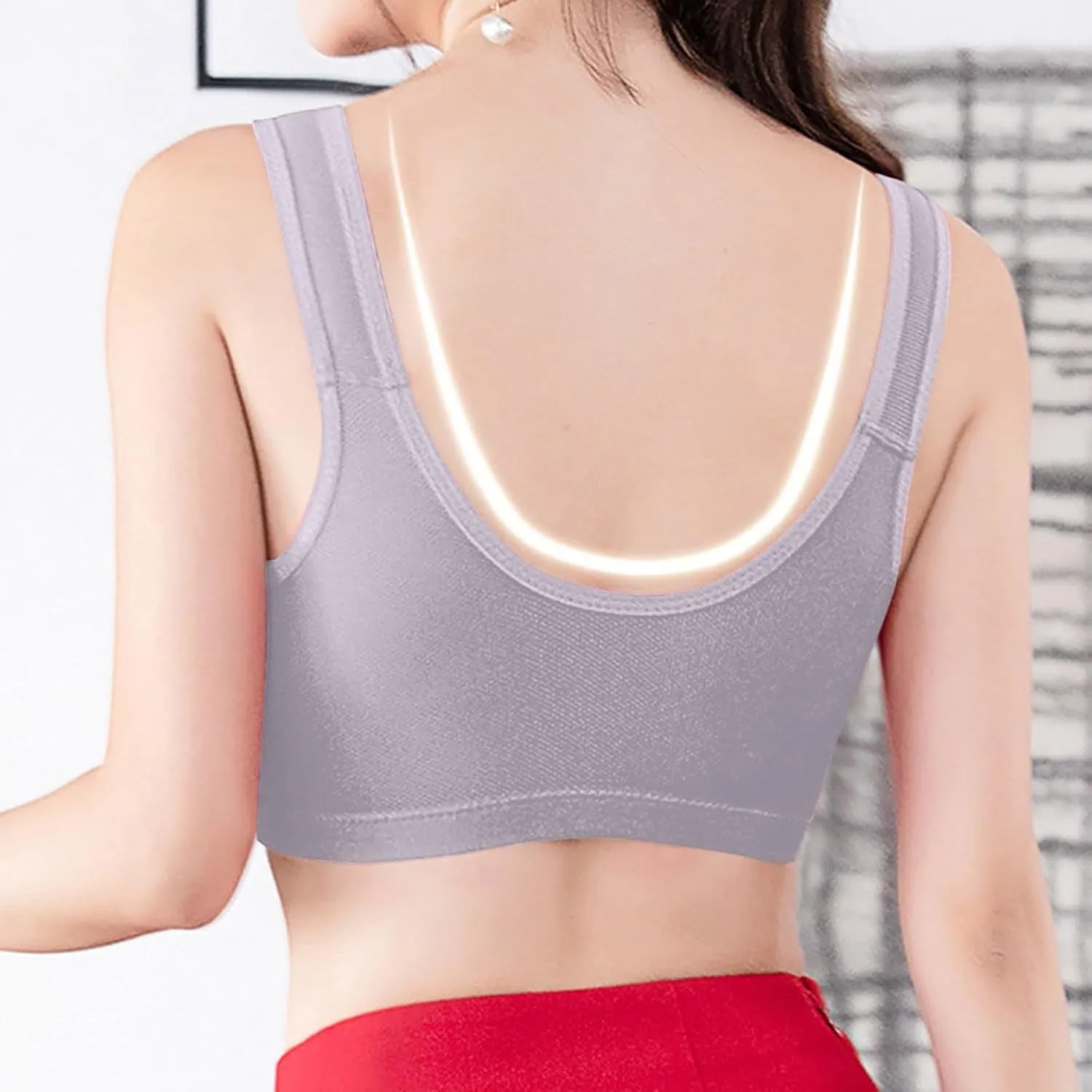 Front Button Bra Front Closure Everyday Sports Bras Convenient Snap Sleep Bra Comfort Wireless Cotton Bras for Women