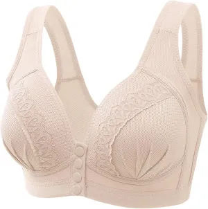 Front Button Bra Front Closure Everyday Sports Bras Convenient Snap Sleep Bra Comfort Wireless Cotton Bras for Women