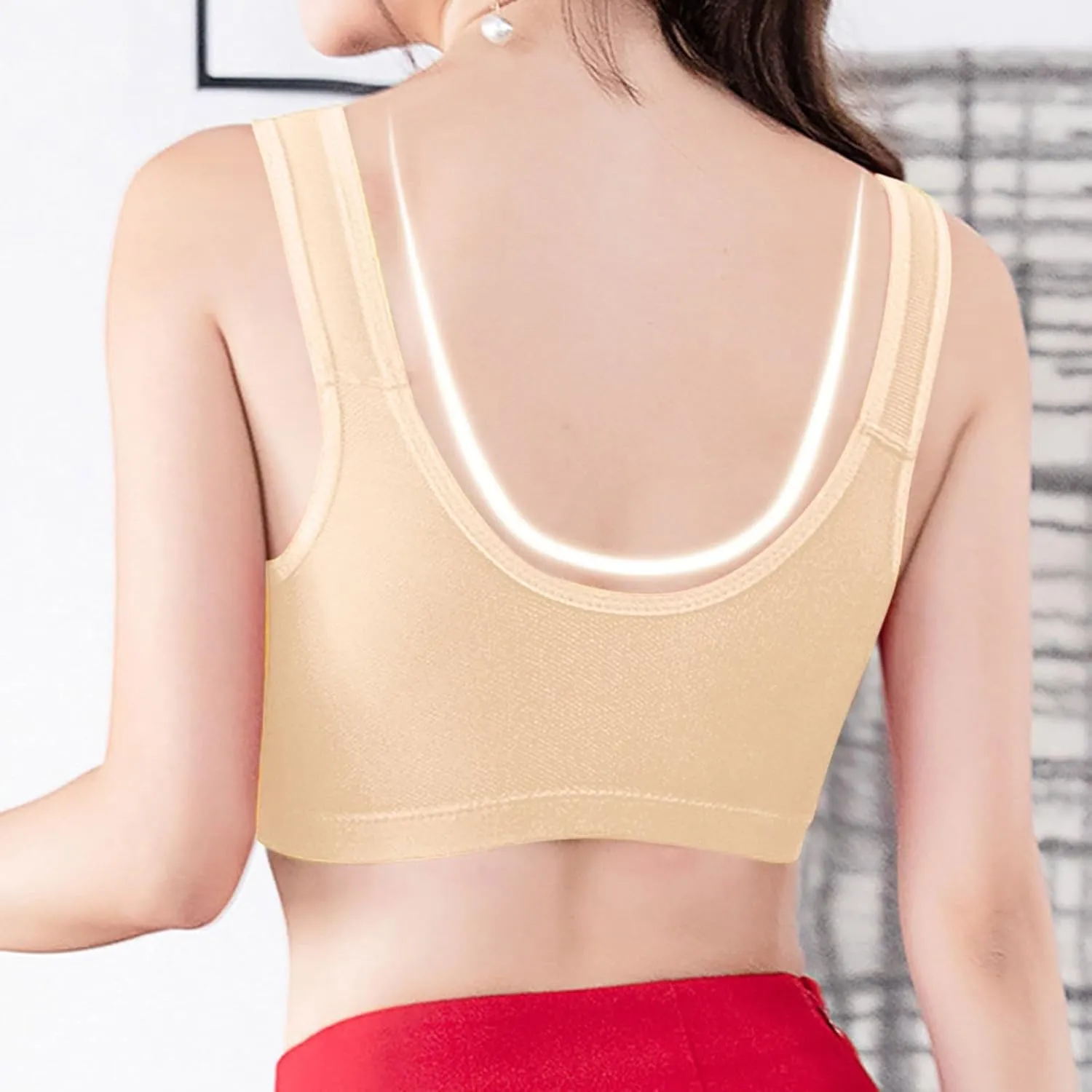 Front Button Bra Front Closure Everyday Sports Bras Convenient Snap Sleep Bra Comfort Wireless Cotton Bras for Women