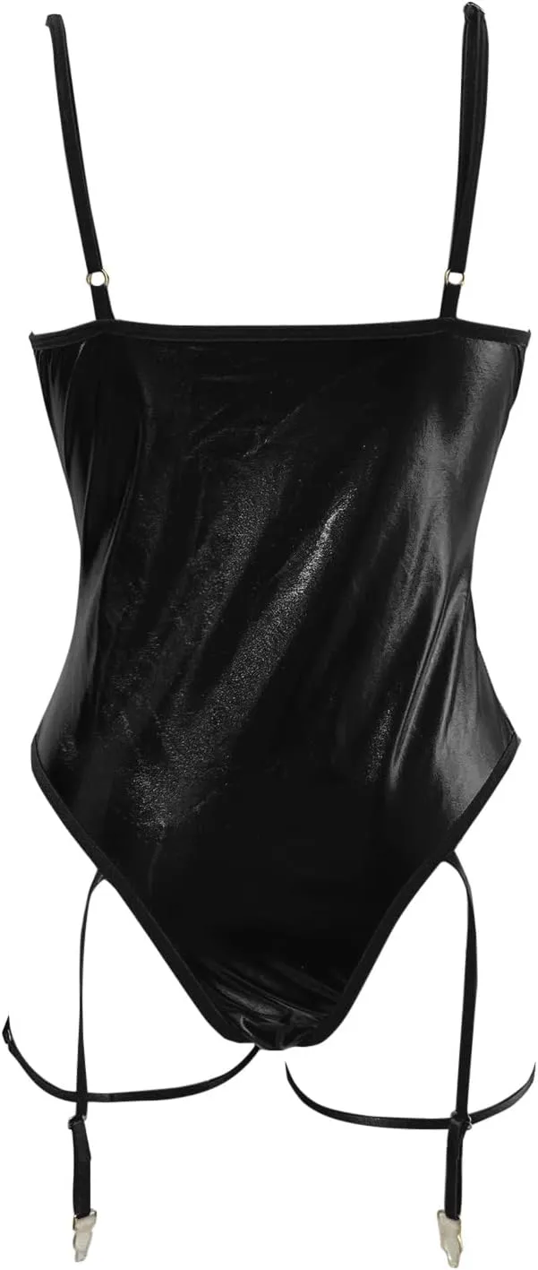 Lingerie for Women Sexy Slutty Ruffle Trim Bodysuit Lingerie Cami Shorts Set Crotchless Bralette