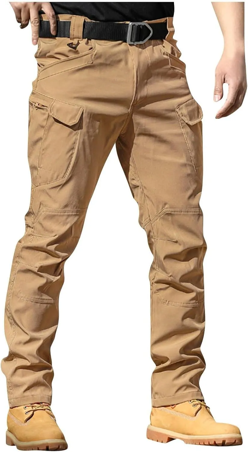 Mens Cargo Pants Stretch Multi Pockets Lightweight Classic Tactical Pants Baggy Outdoor Waterproof Hiking Work Pants