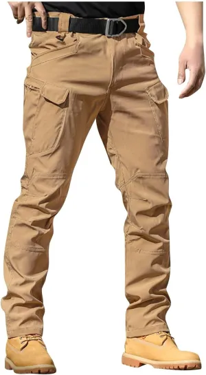 Mens Cargo Pants Stretch Multi Pockets Lightweight Classic Tactical Pants Baggy Outdoor Waterproof Hiking Work Pants