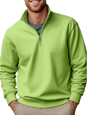 Mens Sweatshirts 1/4 Zipper Stand Collar Long Sleeve Pullover Tops Fall Winter Solid Casual Athletic Sweater Tops