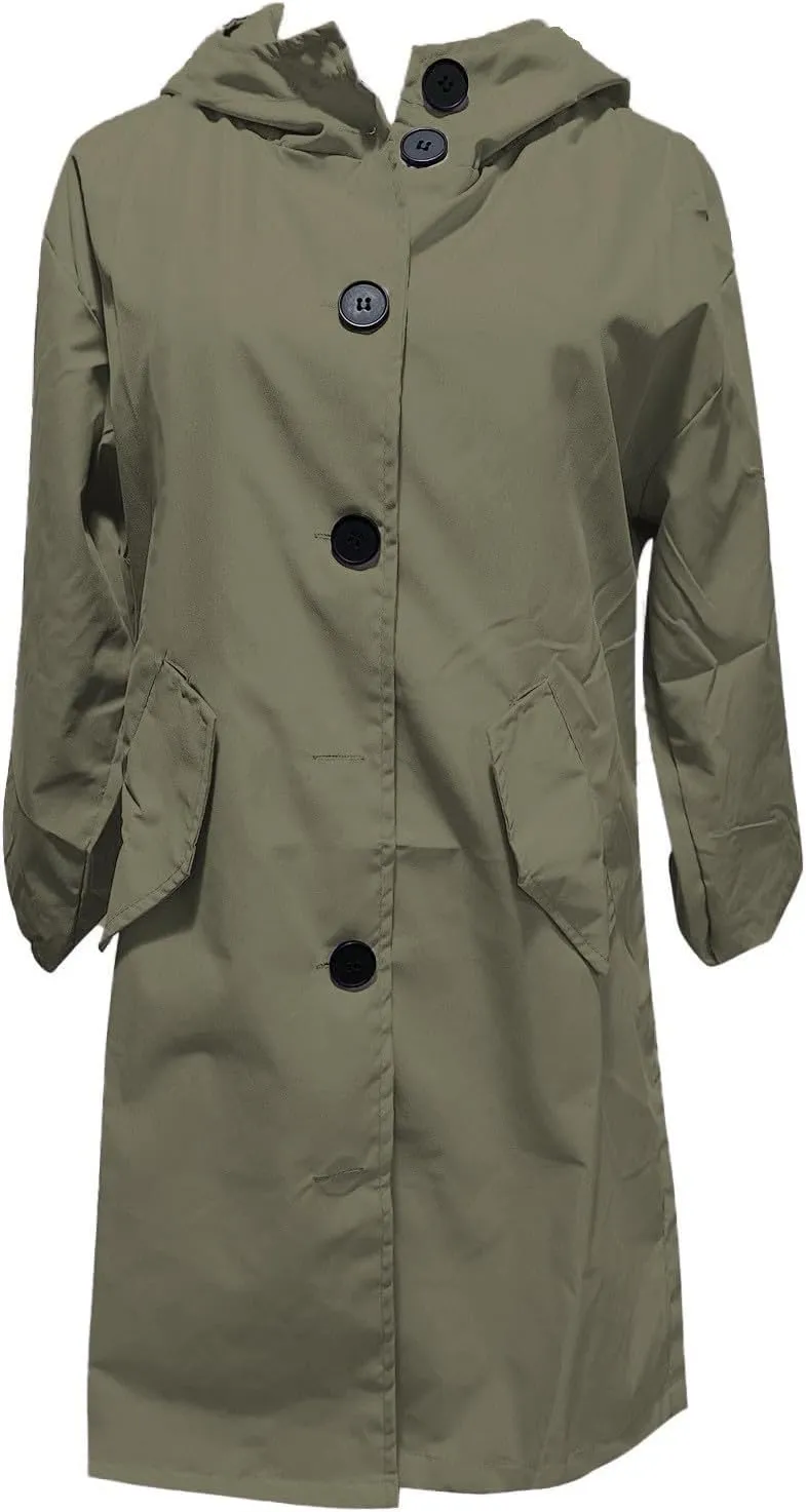 Rain Jacket for Women 2024 Windbeaker Waterproof Poncho Lightweight Long Hooded Coat Fashion Travel