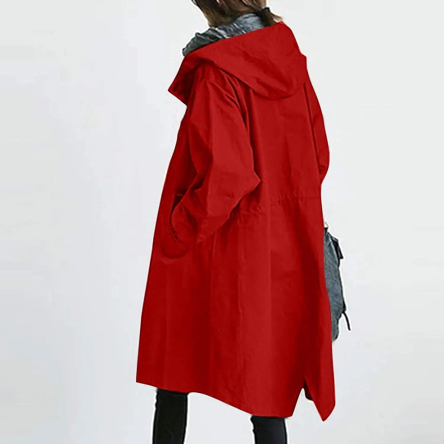 Rain Jacket for Women 2024 Windbeaker Waterproof Poncho Lightweight Long Hooded Coat Fashion Travel