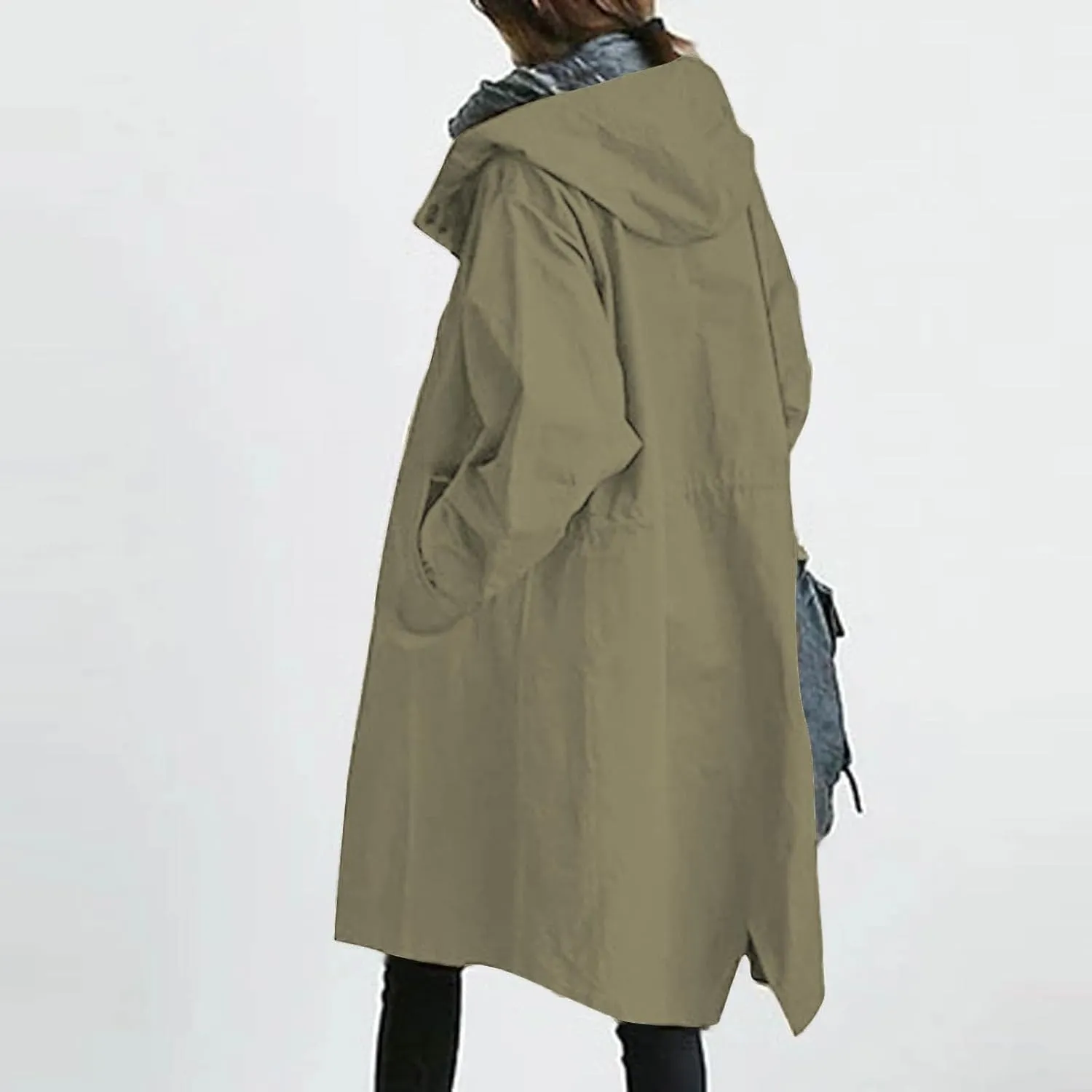 Rain Jacket for Women 2024 Windbeaker Waterproof Poncho Lightweight Long Hooded Coat Fashion Travel
