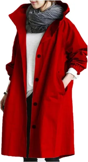 Rain Jacket for Women 2024 Windbeaker Waterproof Poncho Lightweight Long Hooded Coat Fashion Travel