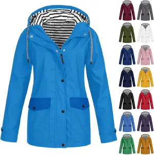 Rain Jacket for Women Lightweight Long Hooded Raincoat Waterproof Outdoor Travel Hiking Windbreaker Trench Coats