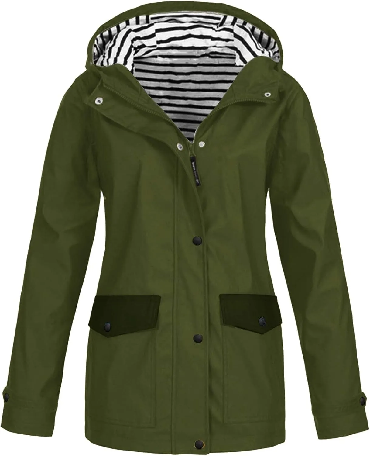 Rain Jacket for Women Lightweight Long Hooded Raincoat Waterproof Outdoor Travel Hiking Windbreaker Trench Coats