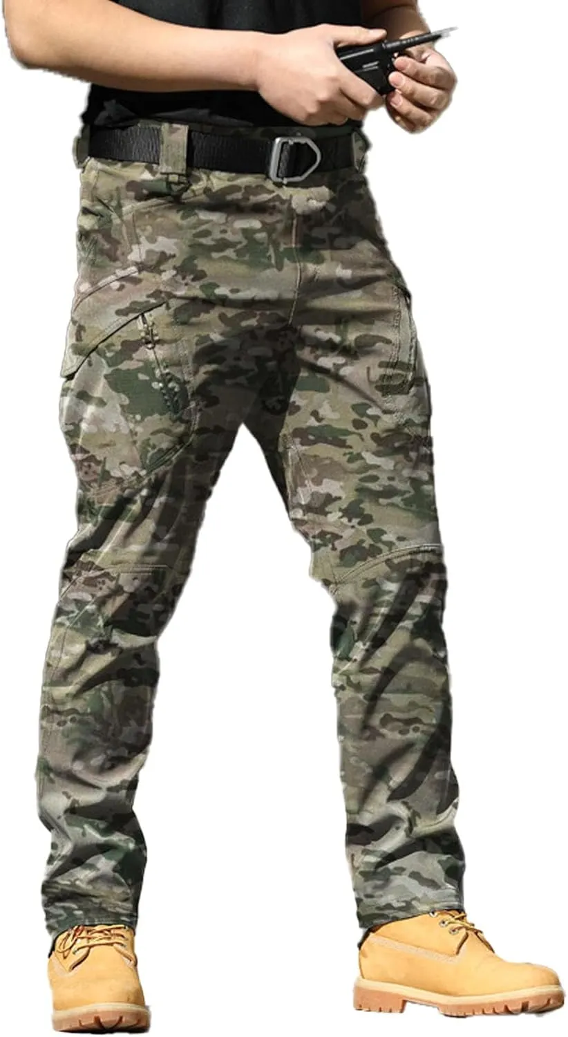 Rugstor Flexcamo - Tactical Waterproof Pants, Lightweight Waterproof Quick Dry Tactical Pants with Belt
