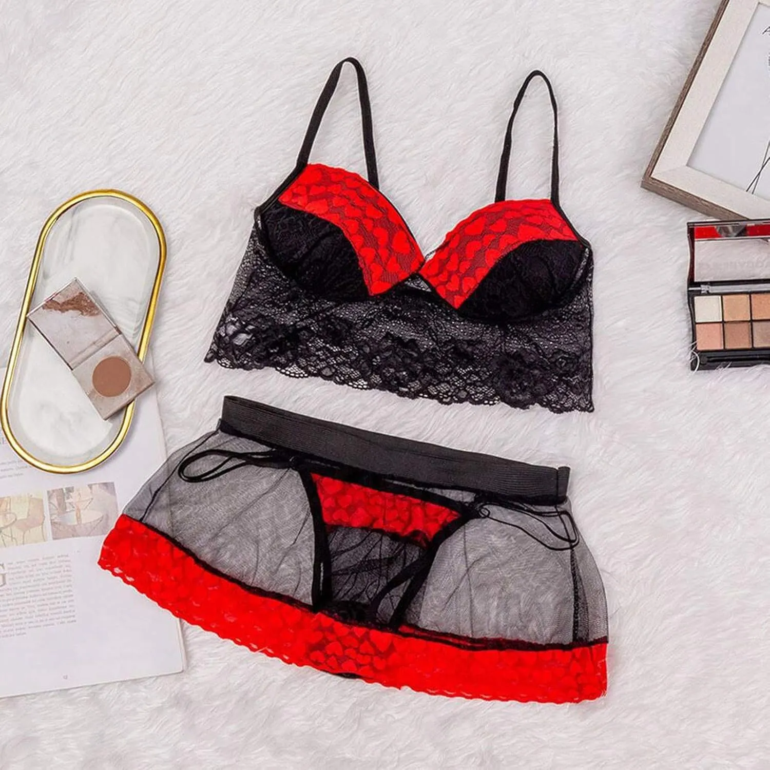 Sexy Lingerie For Women Mesh Lingerie Push Up Embroidery Bras Set Lace Plus Size Lingeries