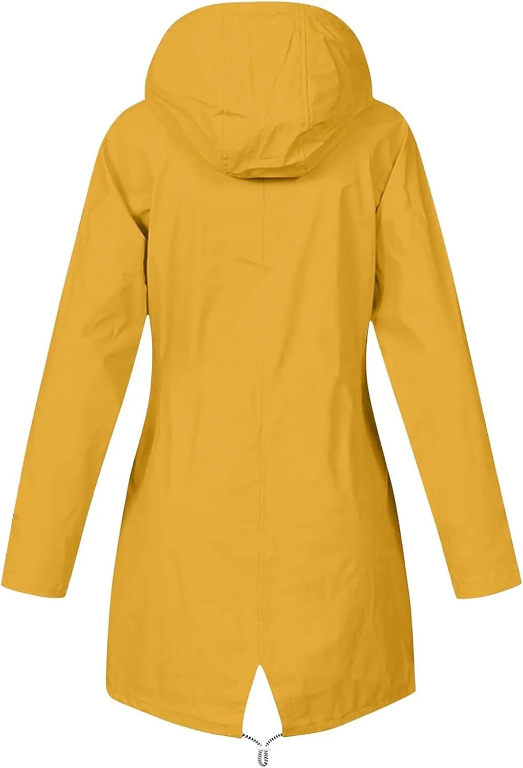 Wkishenl Womens Rain Jacket Zipper Lace Up Waterproof Hooded Long Trench Coats Striped Lined Windbreaker Travel Jacket