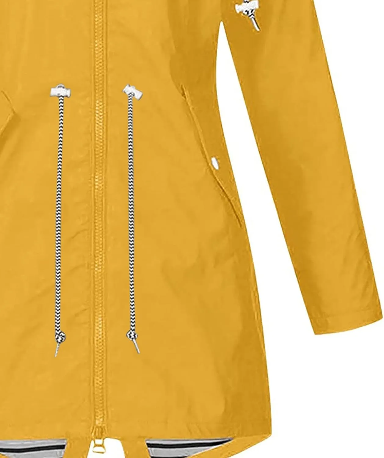 Wkishenl Womens Rain Jacket Zipper Lace Up Waterproof Hooded Long Trench Coats Striped Lined Windbreaker Travel Jacket