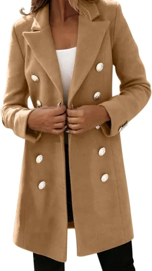 Women's Long Sleeve Blazer Woman Artificial Wool Elegant Blend Coat Slim Female Long Coat Outerwear Jacket